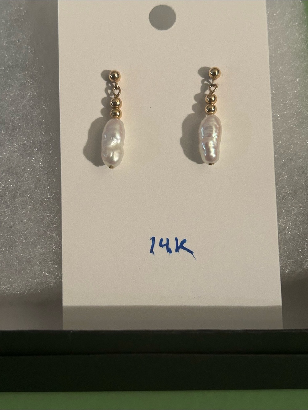 14K Gold Freshwater Pearl Drop Earrings - White Pearls